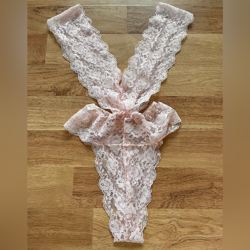 SOLD Vintage Union Label Pink Lace Bodysuit with French Highcut Legs